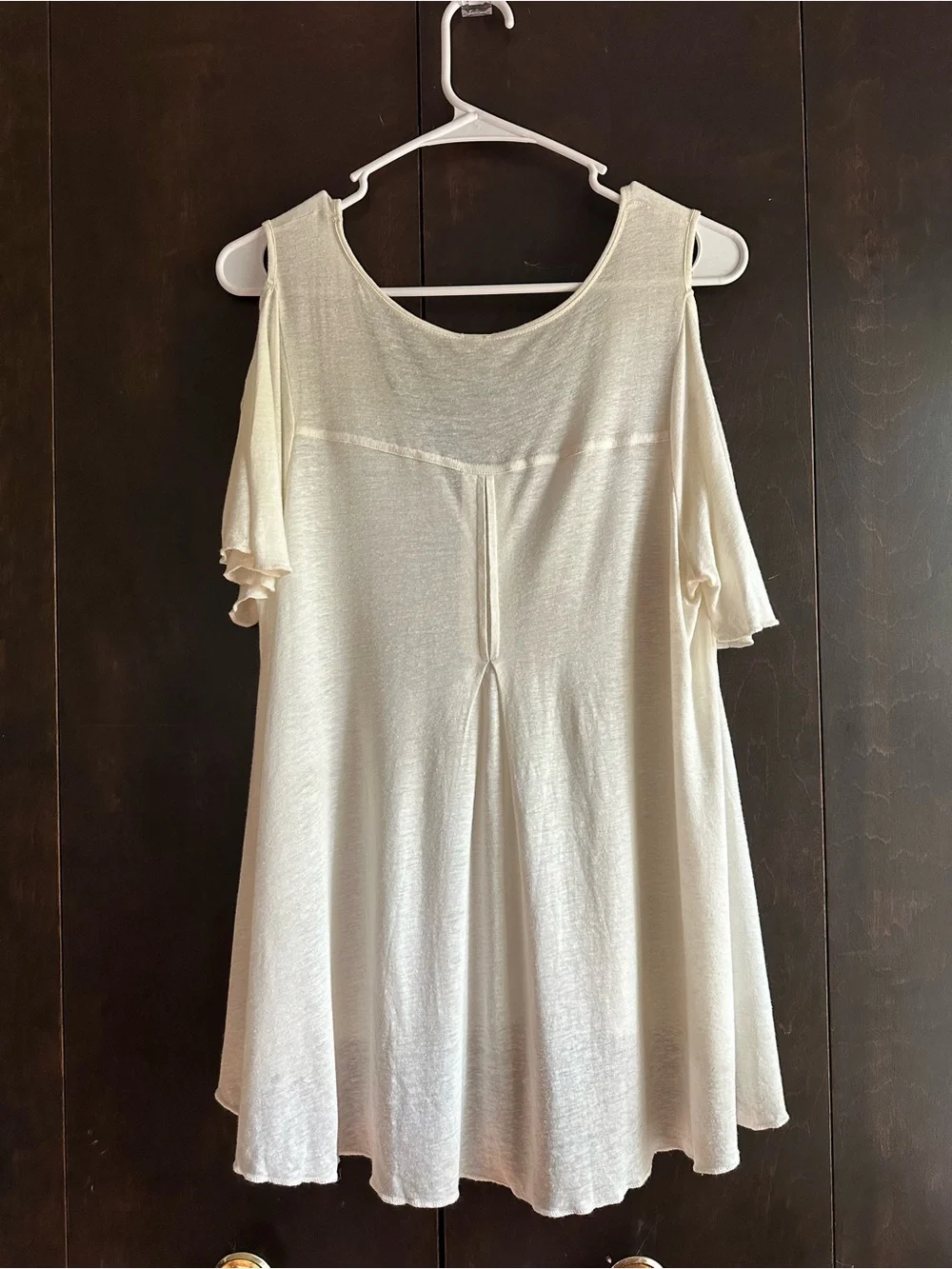 Free People Cream Cold-Shoulder V-Neck Flowy Tunic
